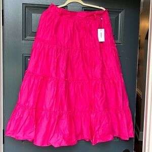 Jason Wu Hot Pink Tiered Midi Skirt NWT